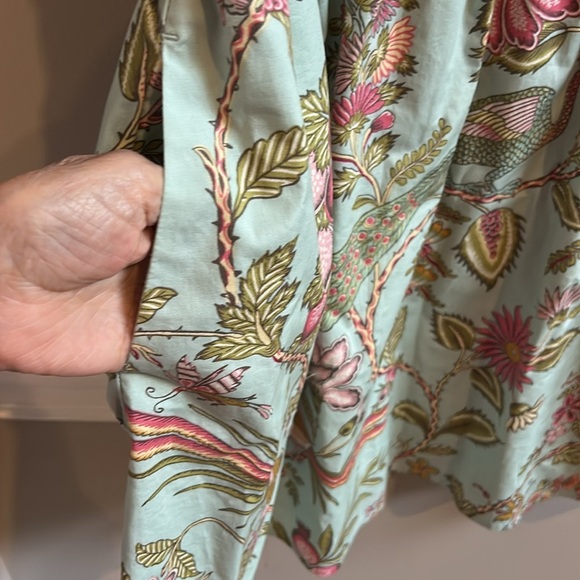 Spartina 449 Seafoam Sugar Mill Peacock Floral Olivia Poplin Dress Size Small - Picture 11 of 11